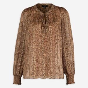 NWT Haver London camel cheetah blouse